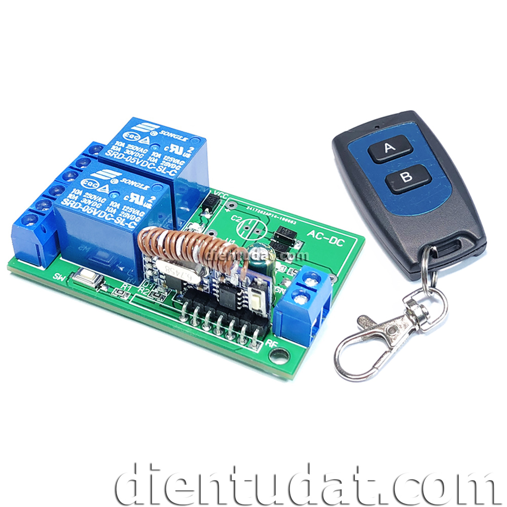 Mạch Điều Khiển RF 2 Relay 5V - WT08 - 315MHz 433MHz