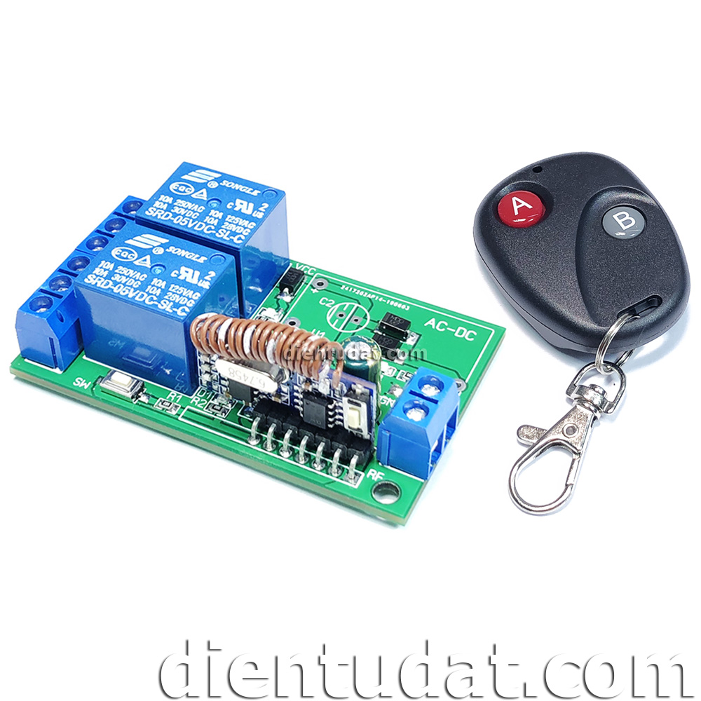 Mạch Điều Khiển RF 2 Relay 5V - WT08 - 315MHz 433MHz