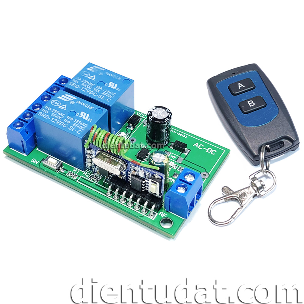 Mạch Điều Khiển RF 2 Relay 12V - WT08 - 315MHz 433MHz