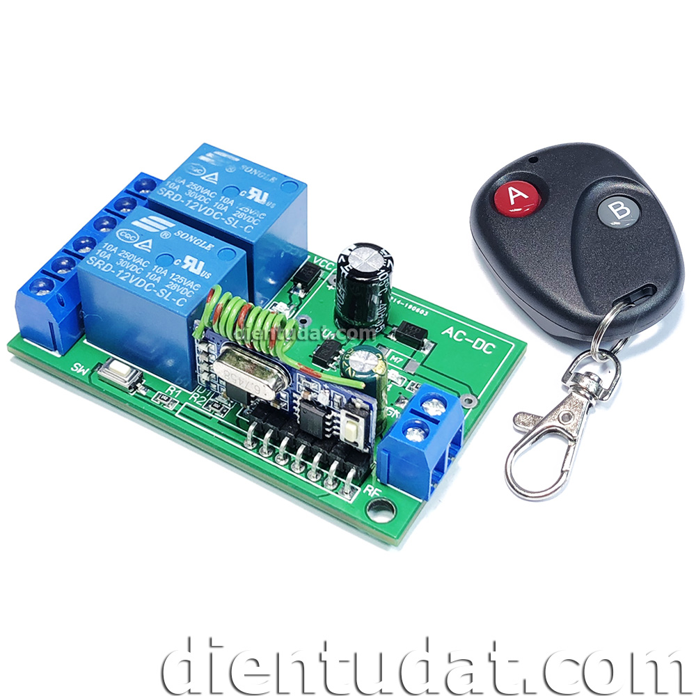 Mạch Điều Khiển RF 2 Relay 12V - WT08 - 315MHz 433MHz