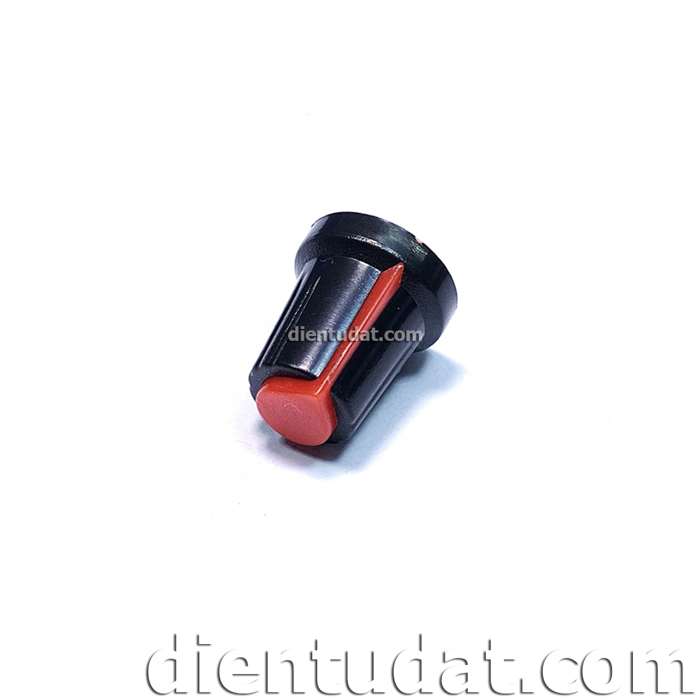 Núm Chiết Áp Nón 6mm Thân Đen - Trục Hoa - Đỏ Vàng Trắng Xanh Lá Xanh Dương