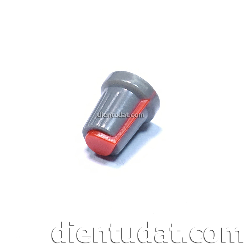 Núm Chiết Áp Nón 6mm Thân Xám - Trục D - Đỏ Trắng Xanh dương