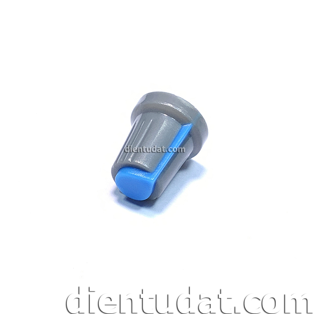 Núm Chiết Áp Nón 6mm Thân Xám - Trục D - Đỏ Trắng Xanh dương