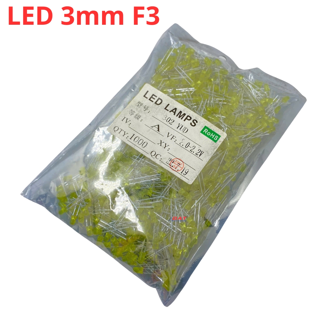 Đèn LED 3mm F3 Đỏ Xanh Vàng Trắng 1000 Cái