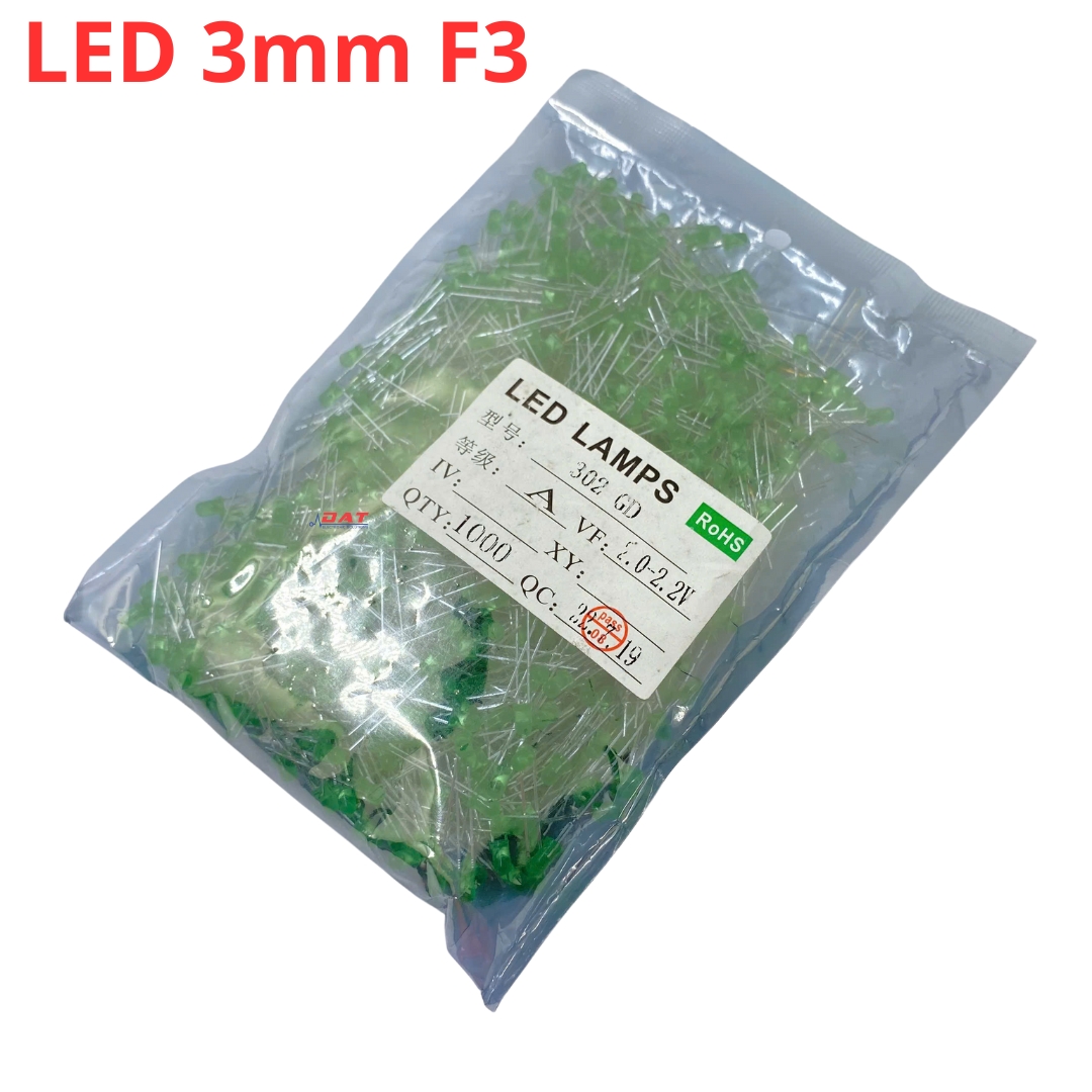 Đèn LED 3mm F3 Đỏ Xanh Vàng Trắng 1000 Cái
