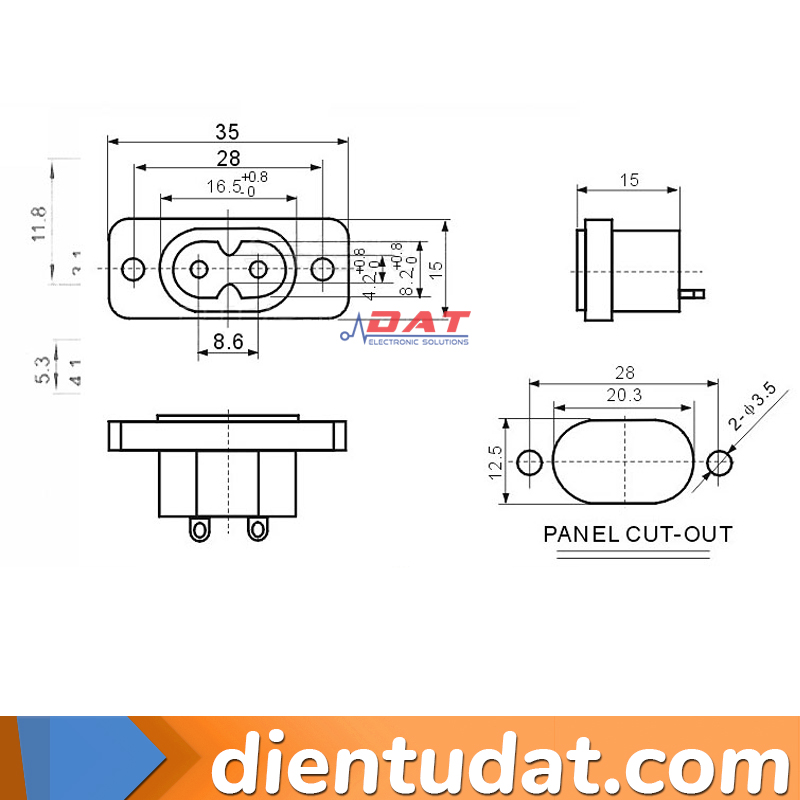 Ổ Cắm Nguồn AC Số 8 Có Tai