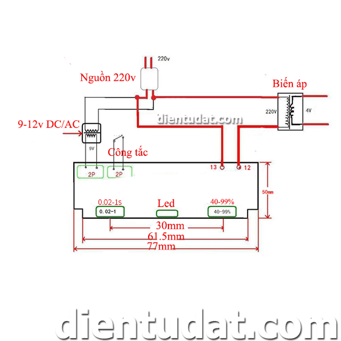 Mạch Timer Hàn Điểm Cell Pin 41A BTA41