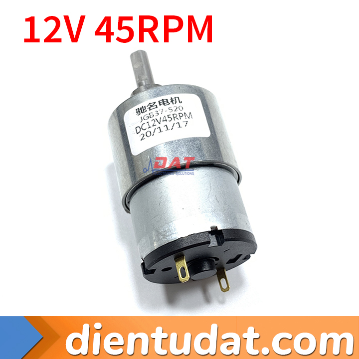 Motor Giảm Tốc  DC 12V 45RPM 100RPM JGB37-520