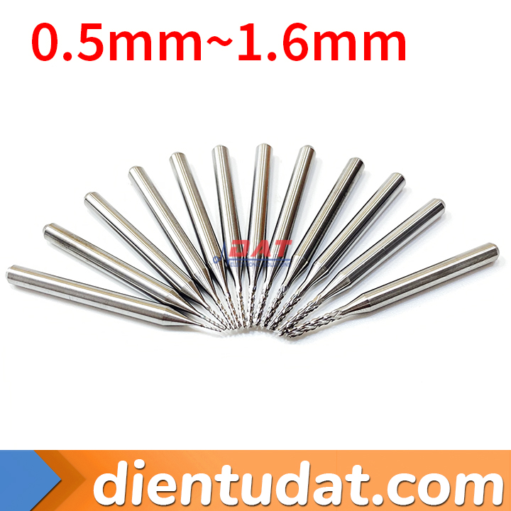 Mũi Phay PCB Thép Vonfram 3.175mm - 0.5mm 0.6mm 0.7mm 0.8mm 0.9mm 1.0mm 1.1mm 1.2mm 1.3mm 1.4mm 1.5mm 1.6mm