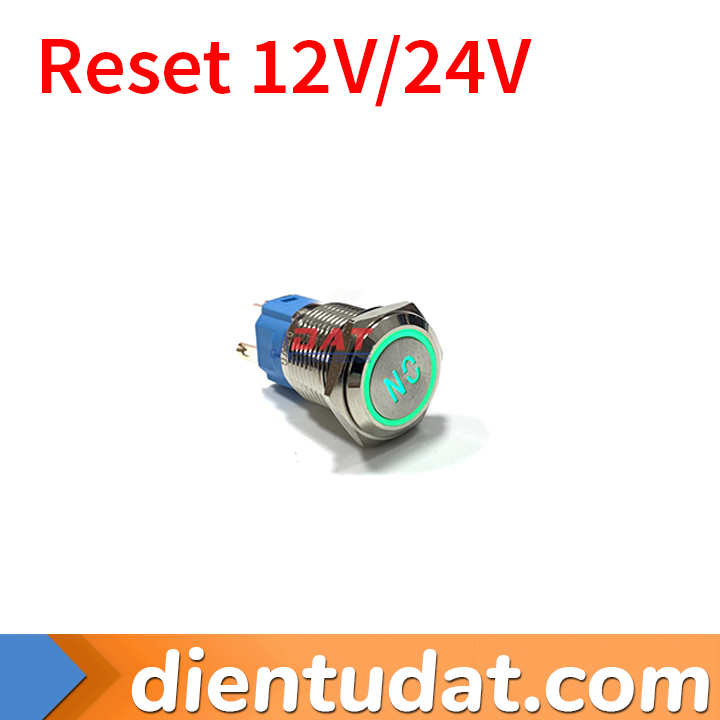 Nút Nhấn Reset 16mm Chữ ON - Vòng Đèn 12V 24V