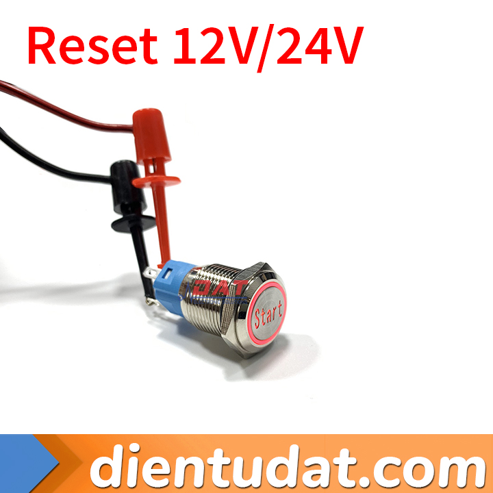 Nút Nhấn Reset 16mm Chữ Start - Vòng Đèn 12V 24V