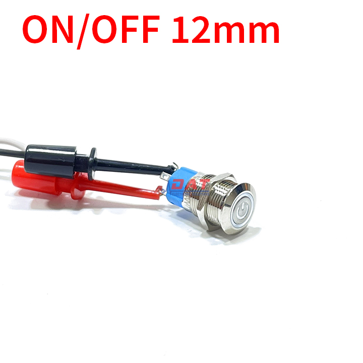 Nút Nhấn Tự Khóa ON OFF 12mm Vòng Đèn Biểu Tượng Nguồn - Trắng