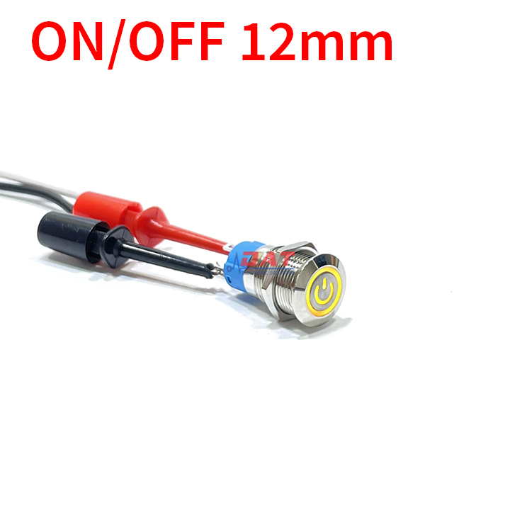 Nút Nhấn Tự Khóa ON OFF 12mm Vòng Đèn Biểu Tượng Nguồn - Vàng