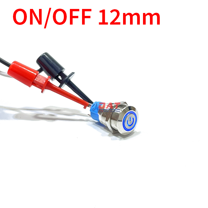 Nút Nhấn Tự Khóa ON OFF 12mm Vòng Đèn Biểu Tượng Nguồn - Xanh dương