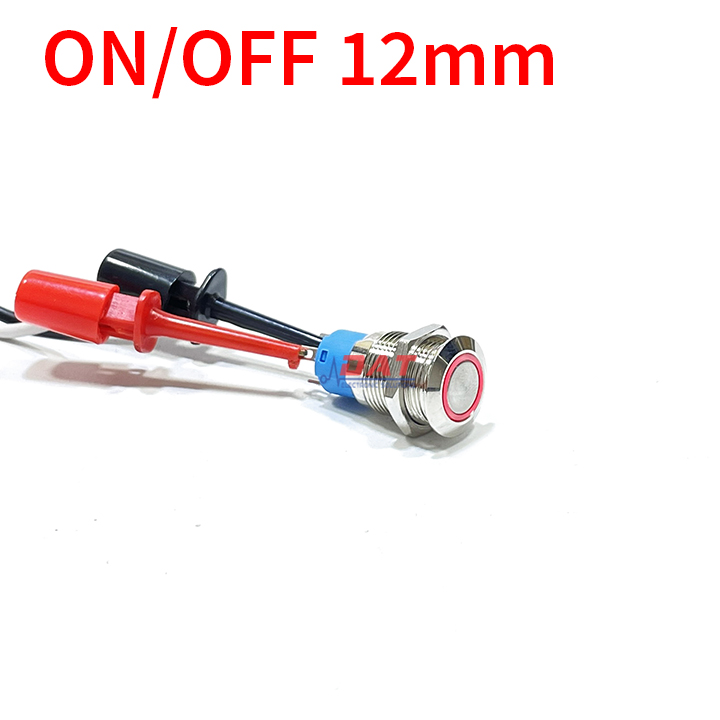 Nút Nhấn Tự Khóa ON OFF 12mm Vòng Đèn - Đỏ