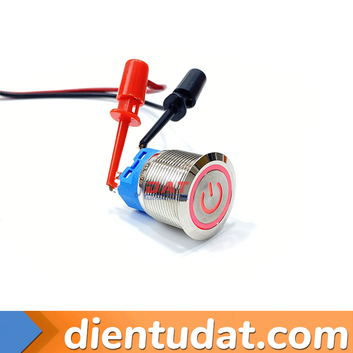 Nút Nhấn Vòng Đèn Tự Khóa 22mm 12V 24V - Biểu Tượng Nguồn