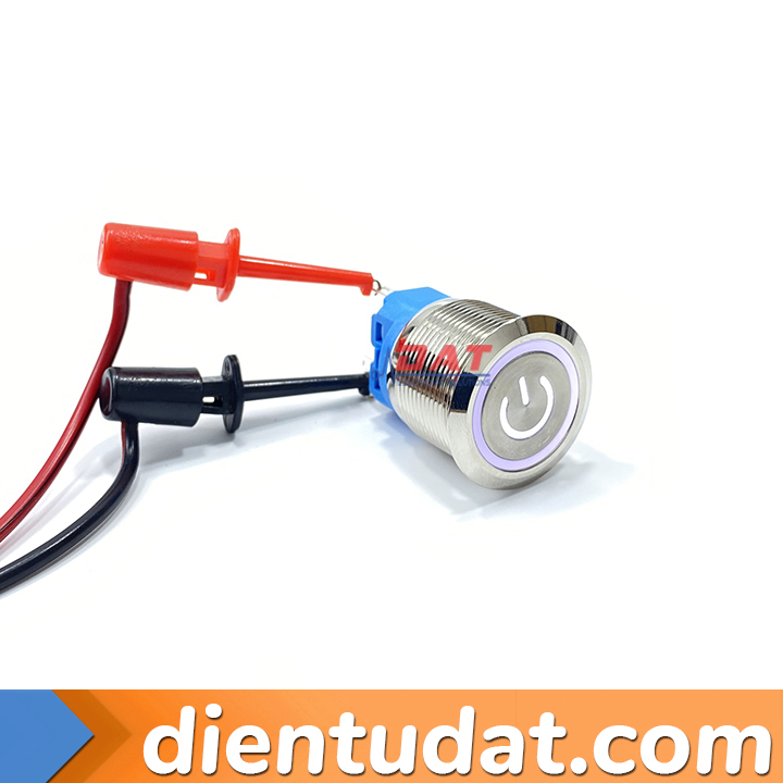 Nút Nhấn Vòng Đèn Tự Khóa 22mm 12V 24V - Biểu Tượng Nguồn