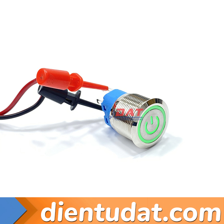 Nút Nhấn Vòng Đèn Tự Khóa 22mm 12V 24V - Biểu Tượng Nguồn