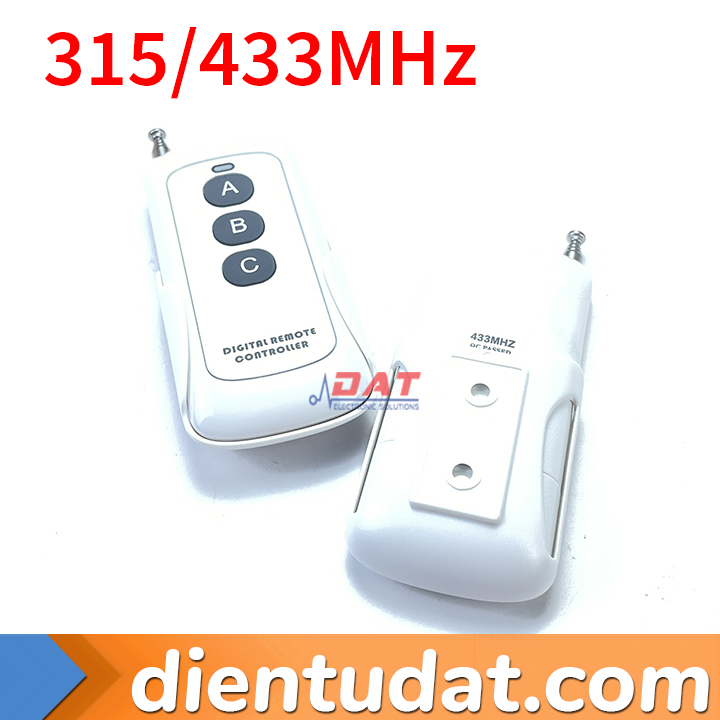 Remote RF 3 Nút ABC 300 Mét Kèm Đế - 315MHz 433MHz