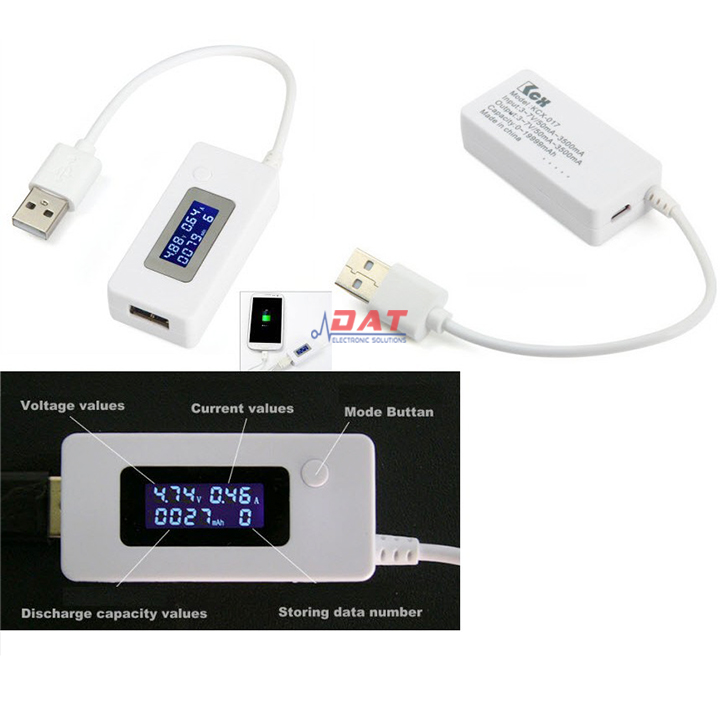 USB Tester Đo Dòng Áp Dung Lượng Có Dây Nối