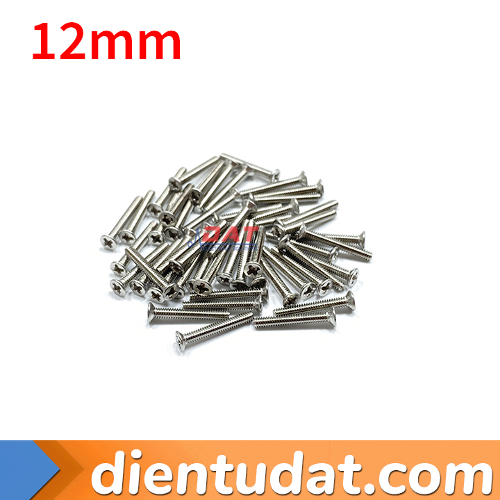 Vít Đầu Bằng Thép Không Gỉ M2 12mm 14mm - 50 con