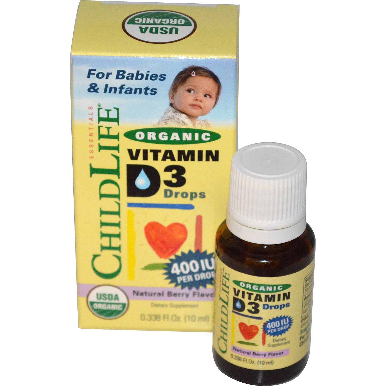Vitamin D3 giọt hữu cơ, hiệu ChildLife, 400 IU, 0.338 fl oz (10 ml)