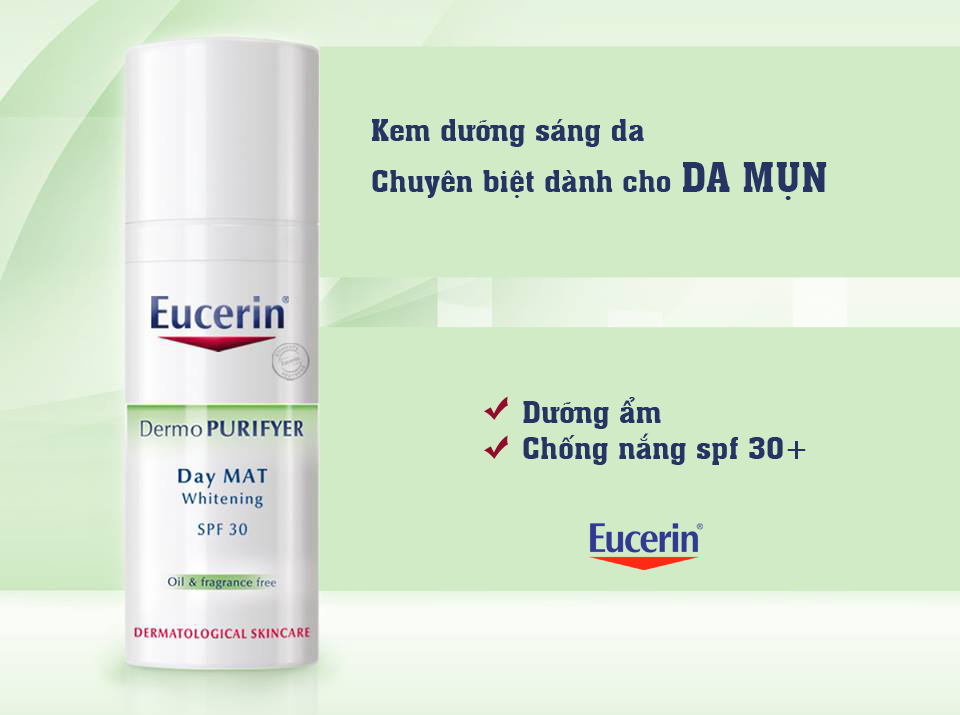 Kem dưỡng trắng dành cho da mụn Eucerin Day Mat Whitening SPF30