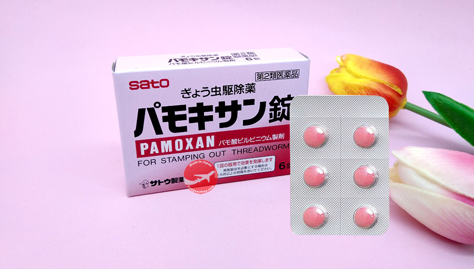 Thuốc tẩy giun Pamoxan Sato của Nhật (vỉ 6 viên)