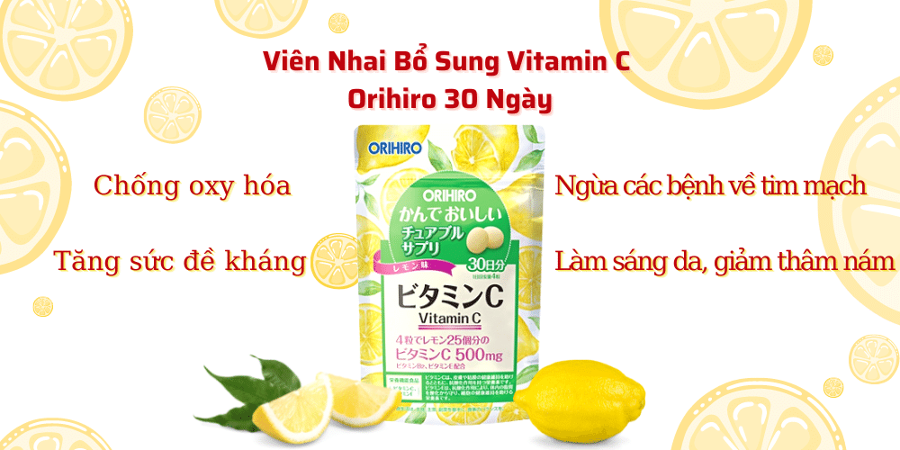Viên uống Vitamin C Orihiro dạng túi 120 viên 30 ngày