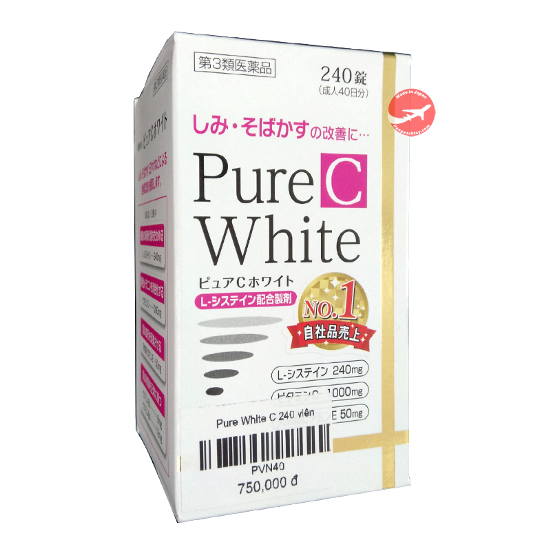 Viên uống trắng da, trị nám Pure White C Nhật Bản (Hộp 240 Viên)