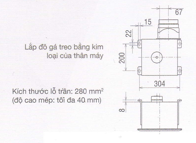 Kích thước Quạt thông gió âm trần VD-15Z4T5