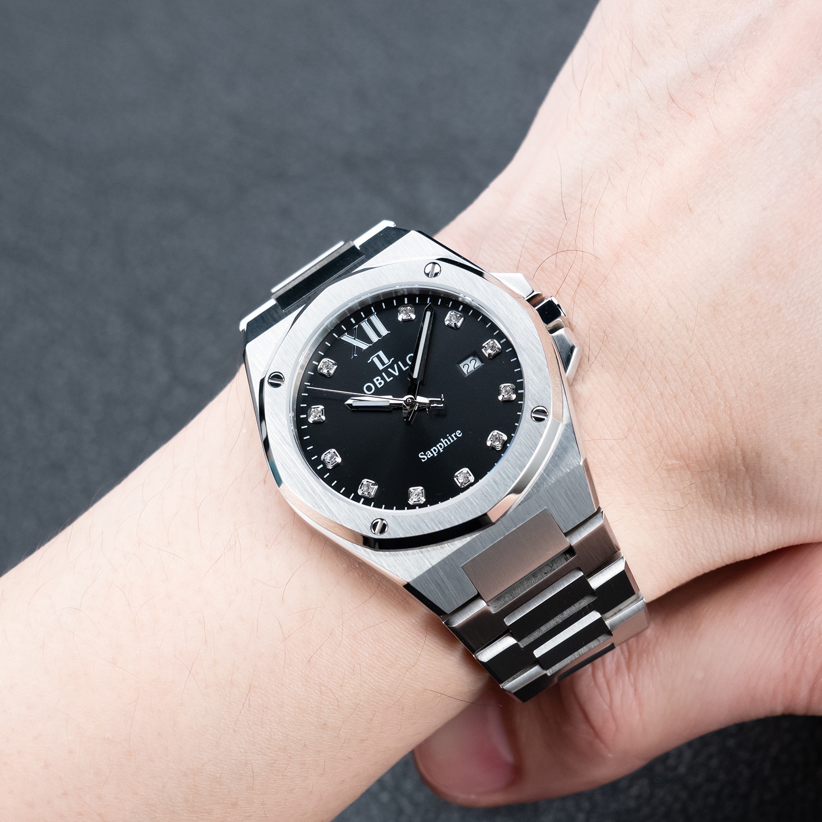 ĐỒNG HỒ CẶP ĐÔI OBLVLO AW-D SWISS QUARTZ CHÍNH HÃNG MÀU ĐEN LỊCH LÃM