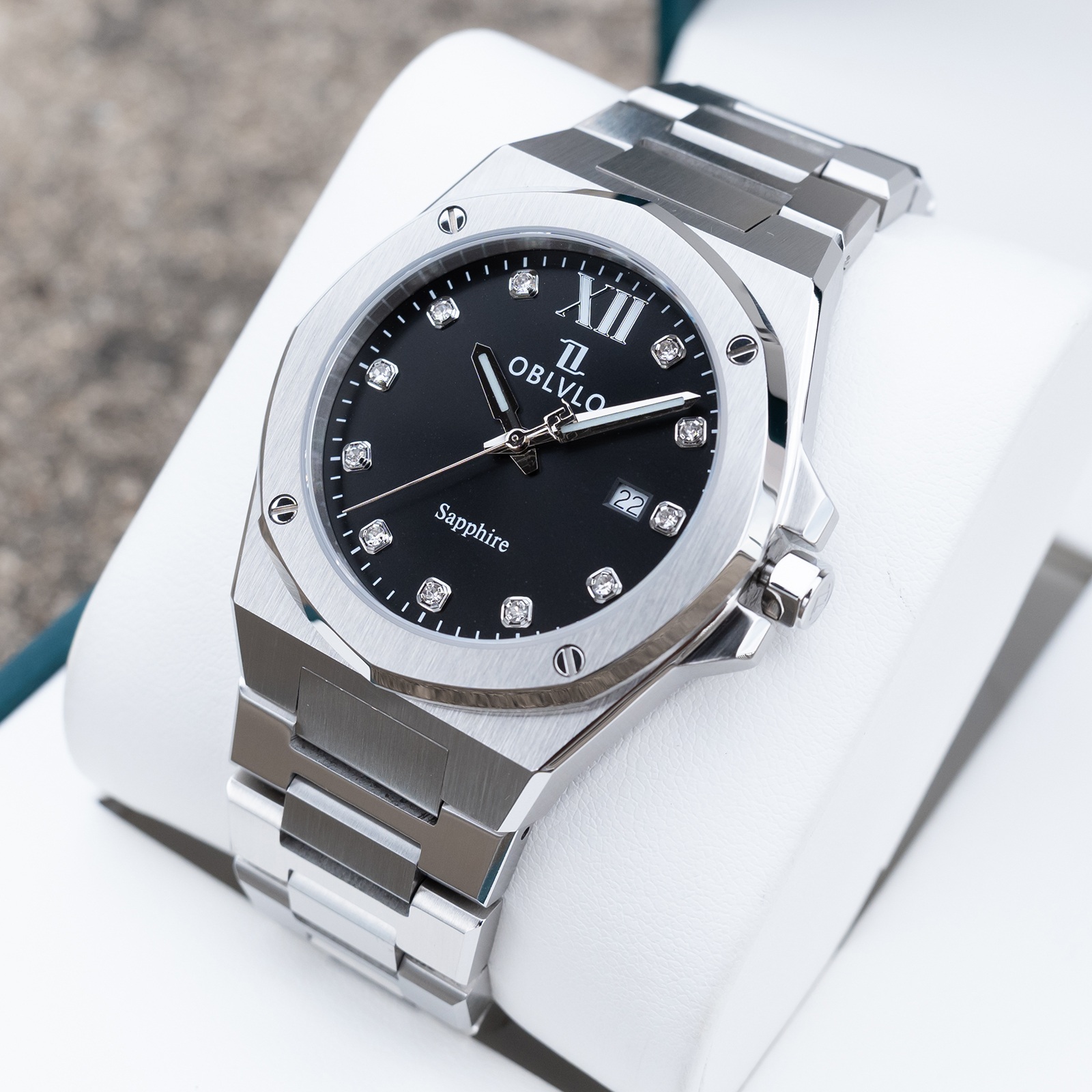 ĐỒNG HỒ CẶP ĐÔI OBLVLO AW-D SWISS QUARTZ CHÍNH HÃNG MÀU ĐEN LỊCH LÃM