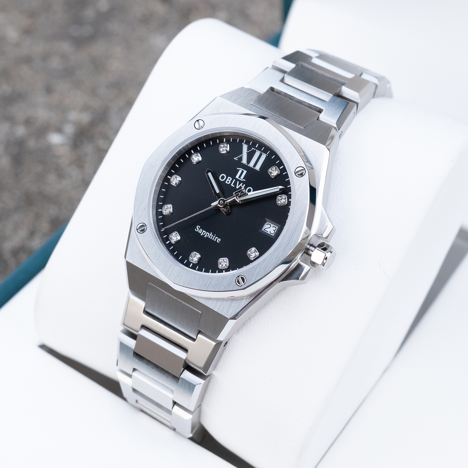 ĐỒNG HỒ CẶP ĐÔI OBLVLO AW-D SWISS QUARTZ CHÍNH HÃNG MÀU ĐEN LỊCH LÃM