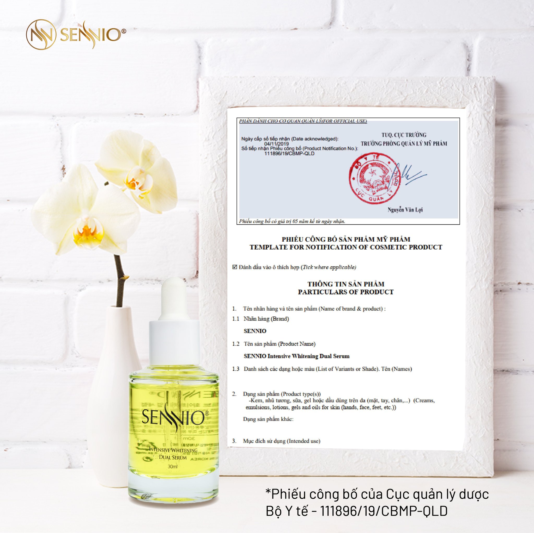 Serum dưỡng da nám Sennio Intensive Whitening Dual Serum dưỡng trắng da mặt chính hãng Hàn Quốc 30ml SNO 809