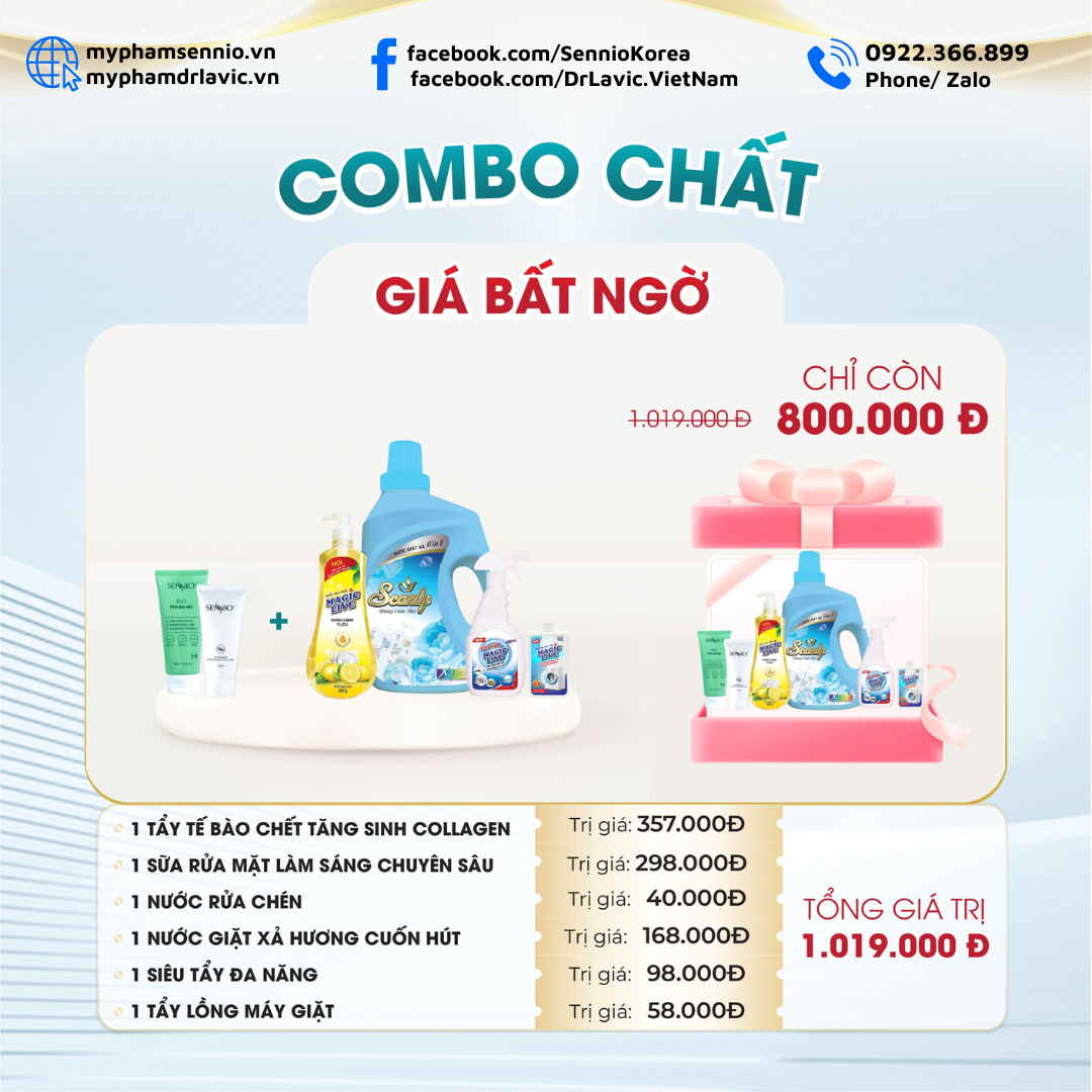 Bộ sản phẩm làm sạch da Sennio - Combo chất nhà sạch da xinh