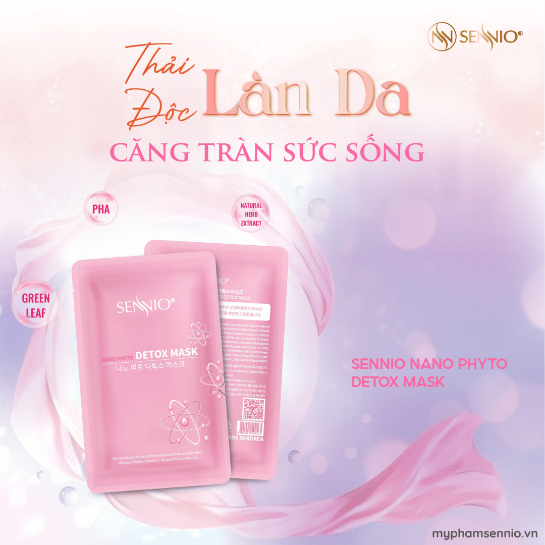Mặt nạ sủi bọt detox da sáng da ngừa mụn, se khít chân lông Sennio Nano Phyto Detox Face 5ml SNO 846