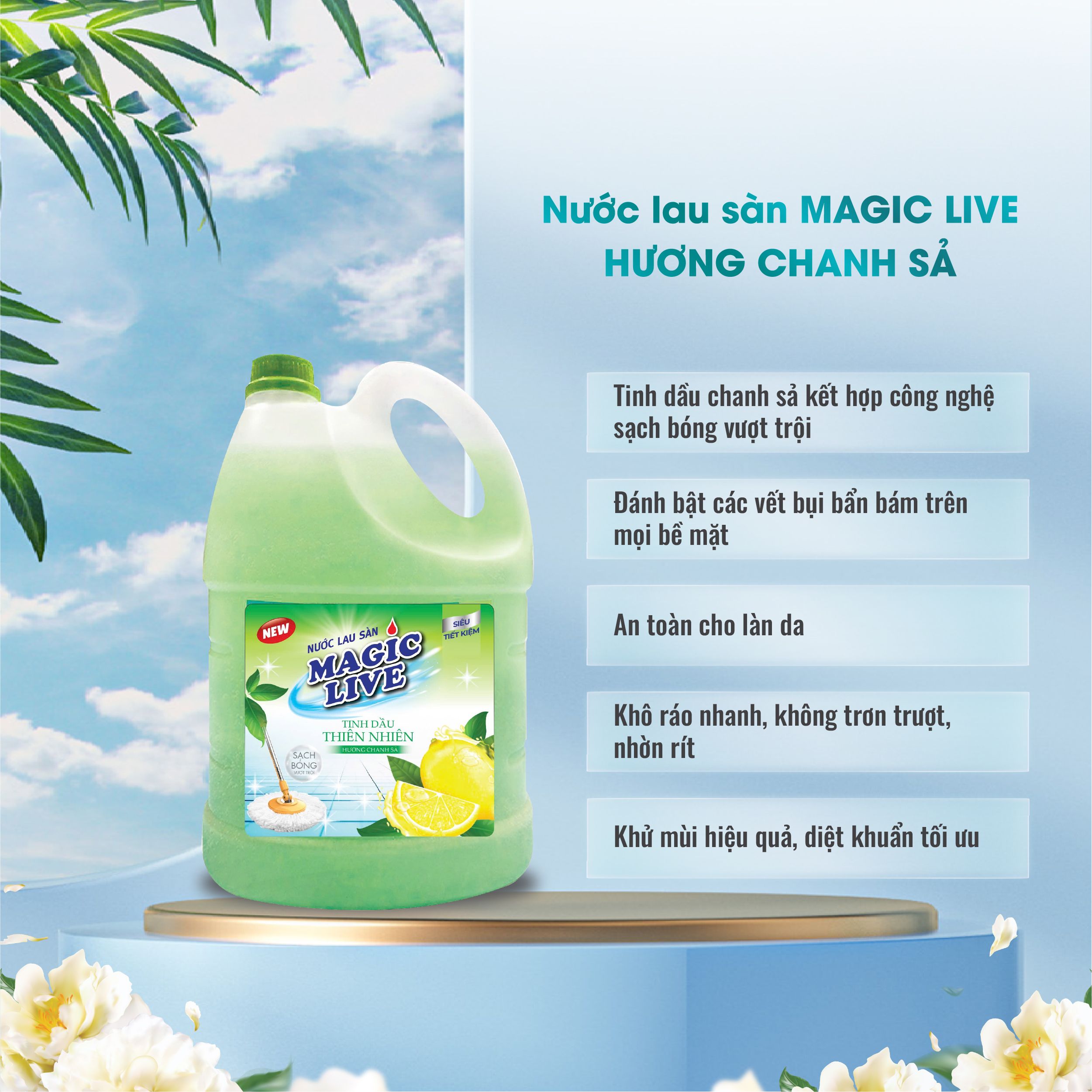 Nước lau sàn hương chanh sả Magic Live Khử Mùi Lưu Hương Đuổi Muỗi Đuổi Côn Trùng
