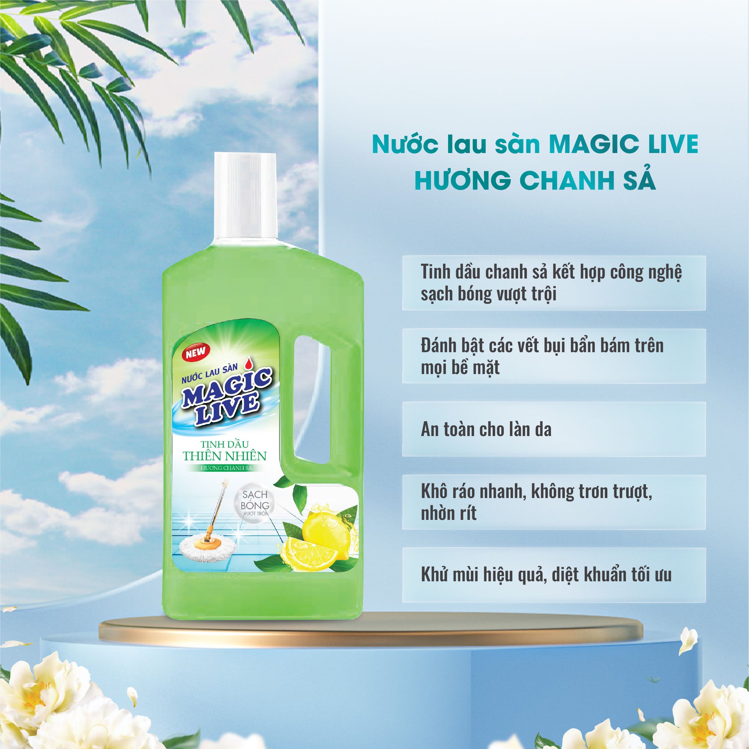 Nước lau sàn hương chanh sả Magic Live Khử Mùi Lưu Hương Đuổi Muỗi Đuổi Côn Trùng