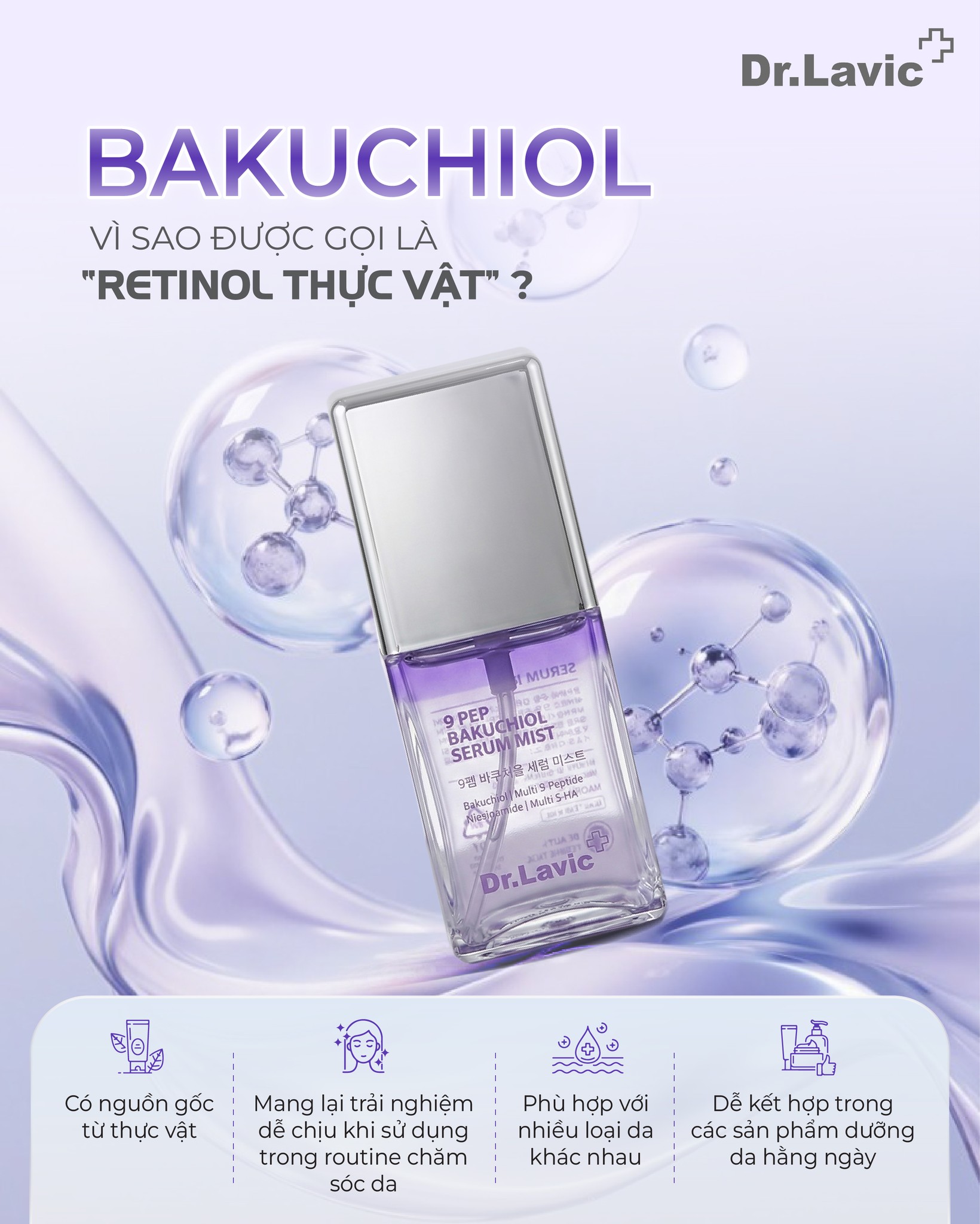 Xịt Serum Cấp Nước Dưỡng Ảm Sâu Bên Trong Da 9 PEP BAKUCHIOL SERUM MIS 60ml DR981