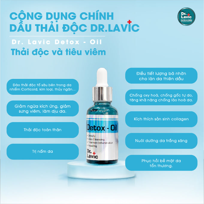Dầu thải độc tố, giảm tiết bã nhờn, giảm sưng viêm Se Khít Lỗ Chân Lông Công Nghệ USA DR.LAVIC Detox - Oil 30ML - DR913M