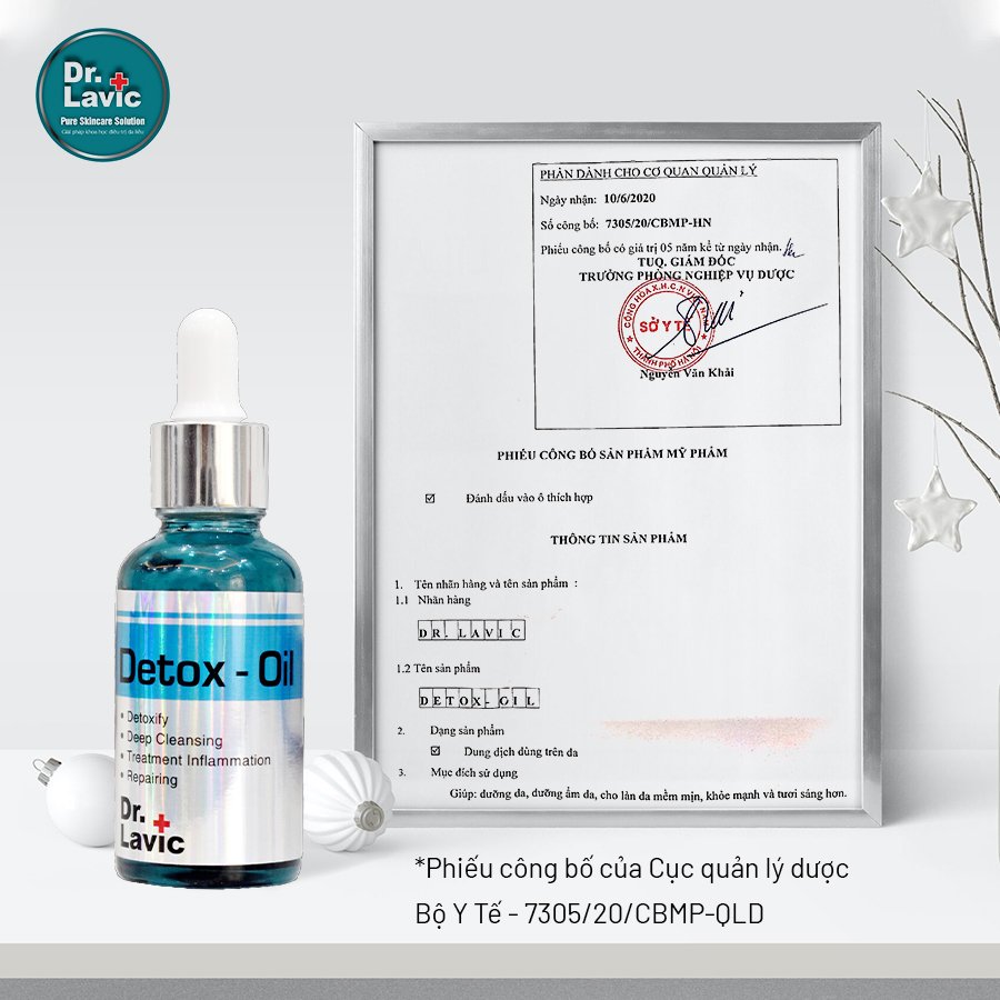 Dầu thải độc tố, giảm tiết bã nhờn, giảm sưng viêm Se Khít Lỗ Chân Lông Công Nghệ USA DR.LAVIC Detox - Oil 30ML - DR913M