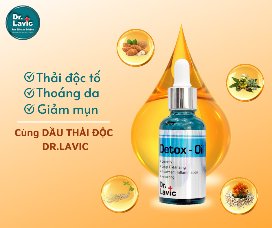 Dầu thải độc tố, giảm tiết bã nhờn, giảm sưng viêm Se Khít Lỗ Chân Lông Công Nghệ USA DR.LAVIC Detox - Oil 30ML - DR913M