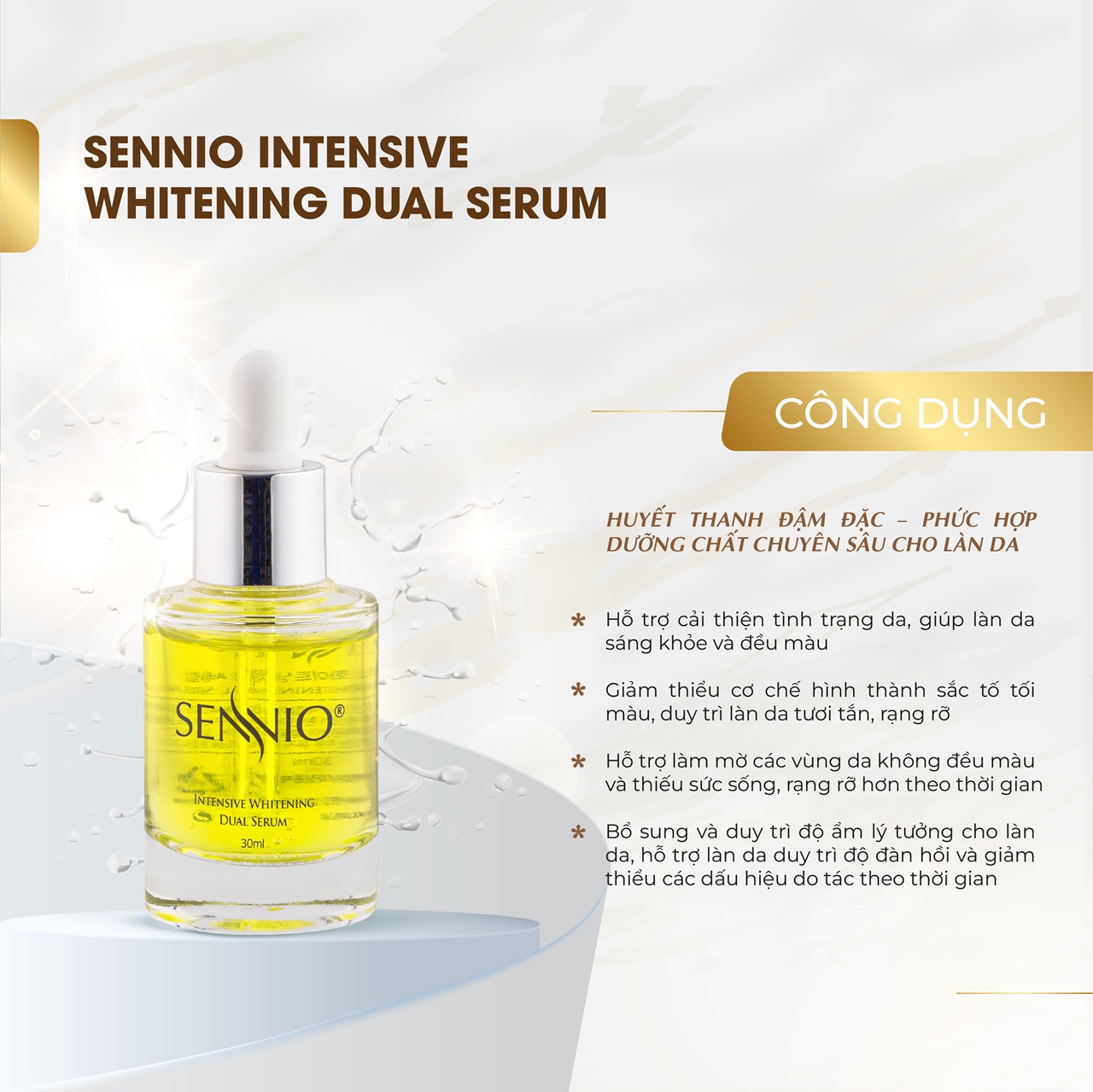 Serum dưỡng da nám Sennio Intensive Whitening Dual Serum dưỡng trắng da mặt chính hãng Hàn Quốc 30ml SNO 809