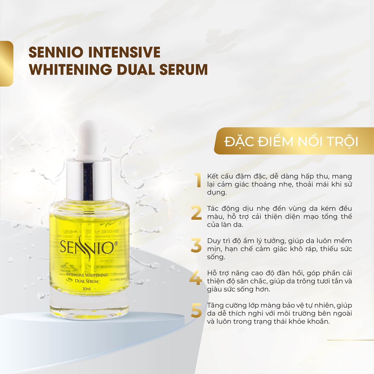 Serum dưỡng da nám Sennio Intensive Whitening Dual Serum dưỡng trắng da mặt chính hãng Hàn Quốc 30ml SNO 809