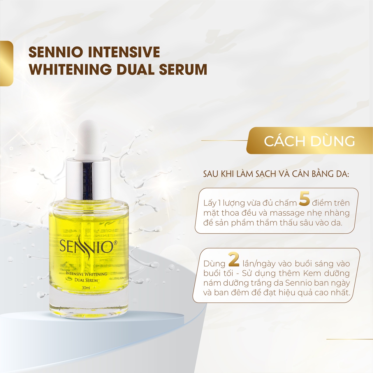 Serum dưỡng da nám Sennio Intensive Whitening Dual Serum dưỡng trắng da mặt chính hãng Hàn Quốc 30ml SNO 809