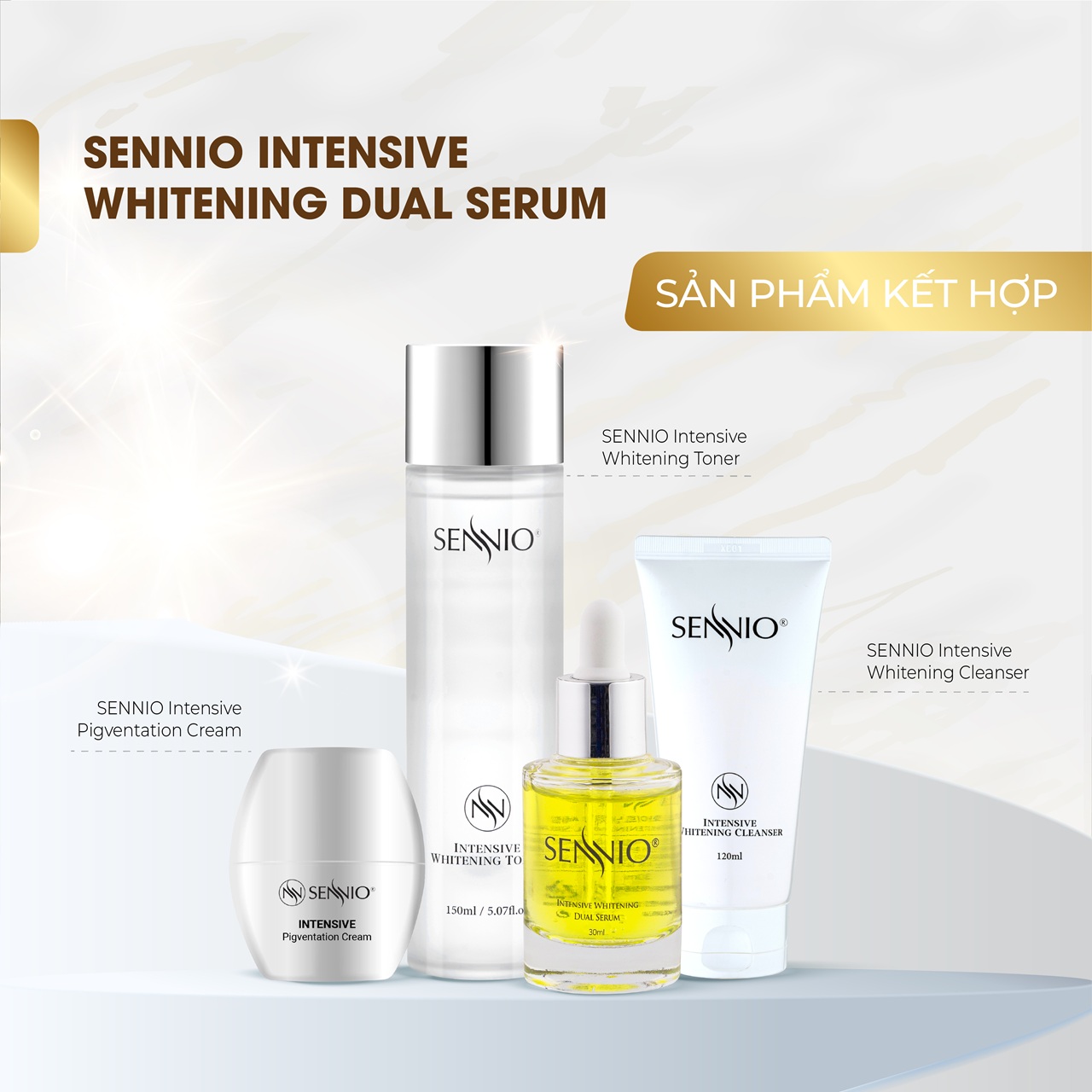Serum dưỡng da nám Sennio Intensive Whitening Dual Serum dưỡng trắng da mặt chính hãng Hàn Quốc 30ml SNO 809