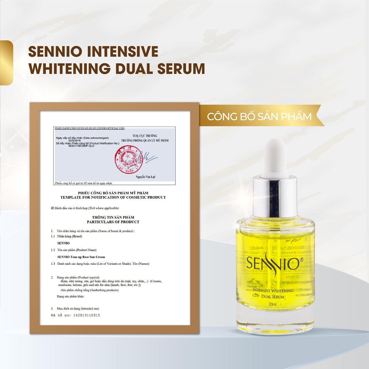 Serum dưỡng da nám Sennio Intensive Whitening Dual Serum dưỡng trắng da mặt chính hãng Hàn Quốc 30ml SNO 809