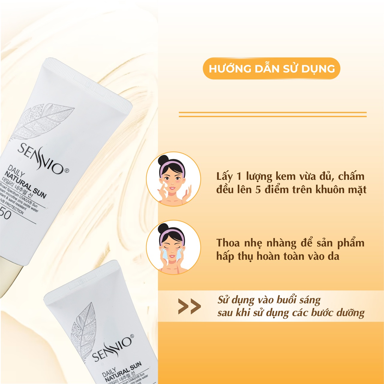 KEM CHỐNG NẮNG DƯỠNG DA,KIỀM DẦU SENNIO - Sennio daily natural cream SPF50 PA+++ SENNIO SNO 803