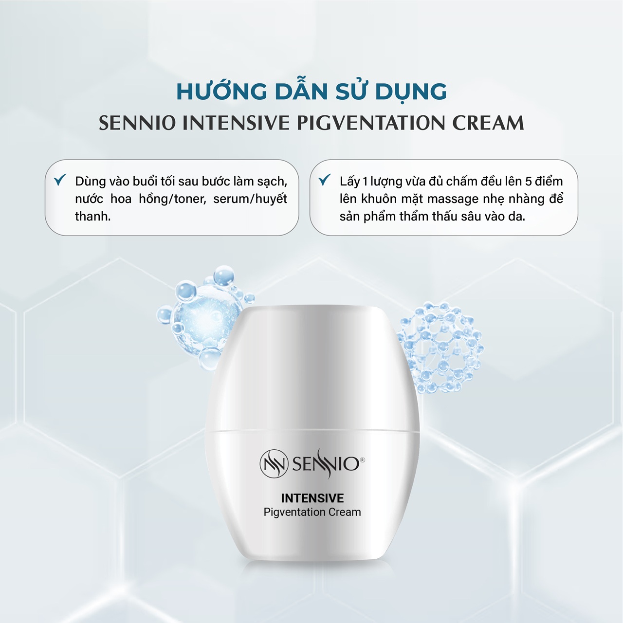 Kem đêm dưỡng trắng da mờ thâm mụn - sạm nám, chống lão hoá Sennio 30ml Intensive Pigmentation Cream SNO810